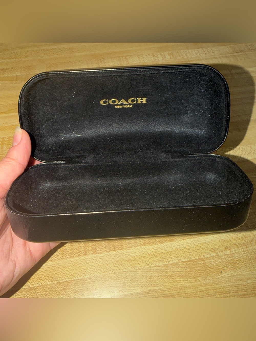 Coach Black Hard leather clamshell Sunglasses/glasses Case with Logo - Picture 3 of 7